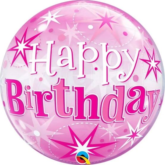 Pink Happy Birthday Design Bubble Balloon