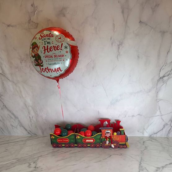 Elf Arrival Balloon with Christmas Train