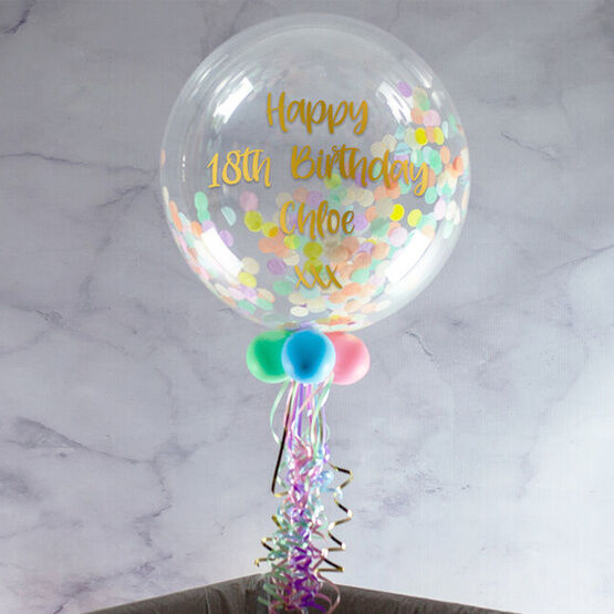 90th Birthday Personalised Confetti Bubble Balloon