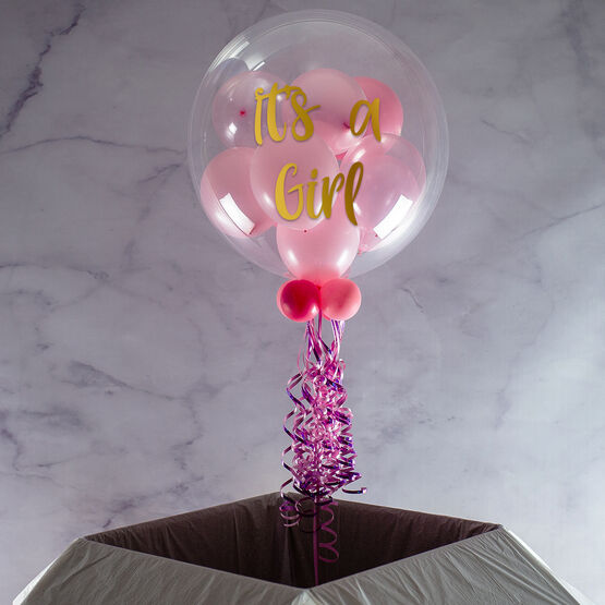Personalised Light Pink Balloon-Filled Bubble Balloon