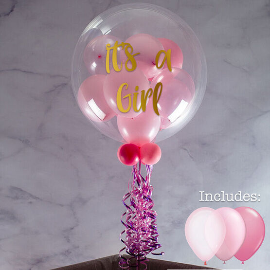 Personalised Light Pink Balloon-Filled Bubble Balloon