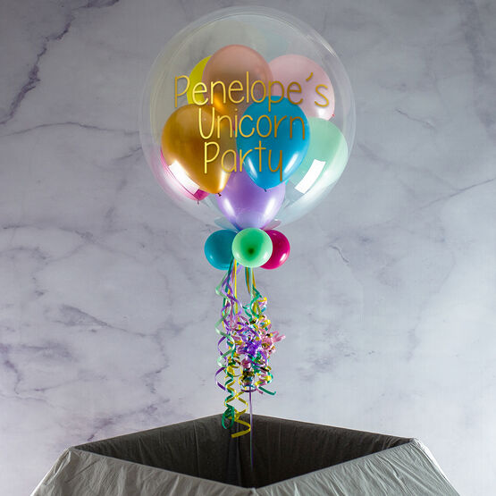 Personalised Unicorn Colours Balloon-Filled Bubble Balloon