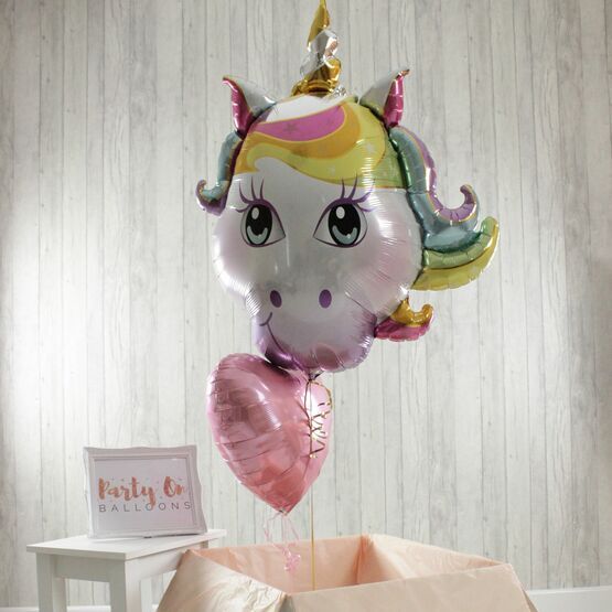 Unicorn Head & Personalised Foil Balloon Set