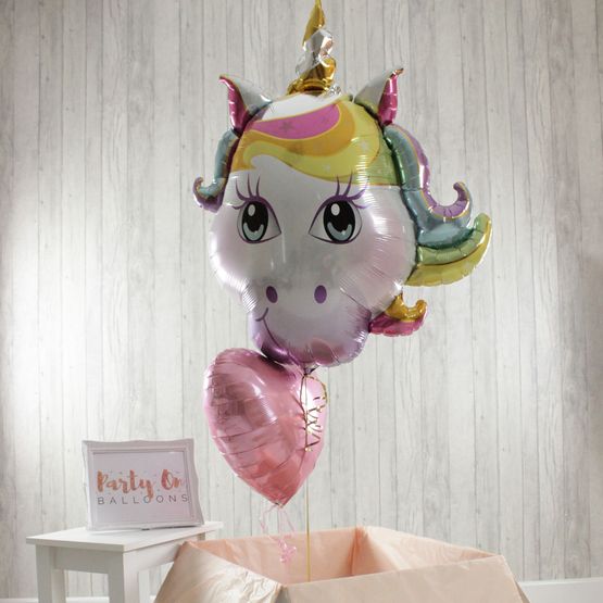 Unicorn Head &amp; Personalised Foil Balloon Set