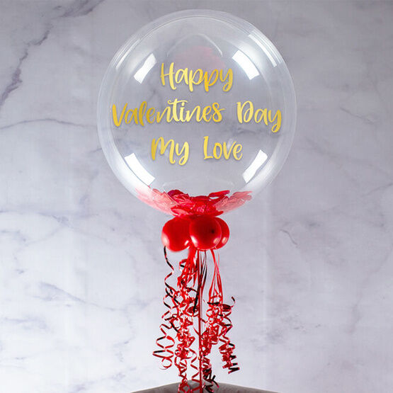 Personalised Rose Petal Filled Valentine's Day Bubble Balloon