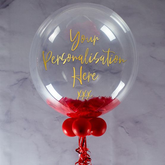 Personalised Red Feathers Bubble Balloon