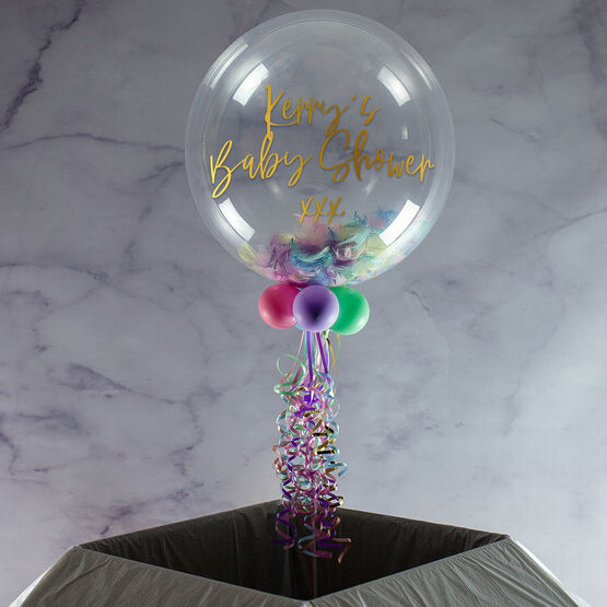 Personalised Pastel Feathers Bubble Balloon