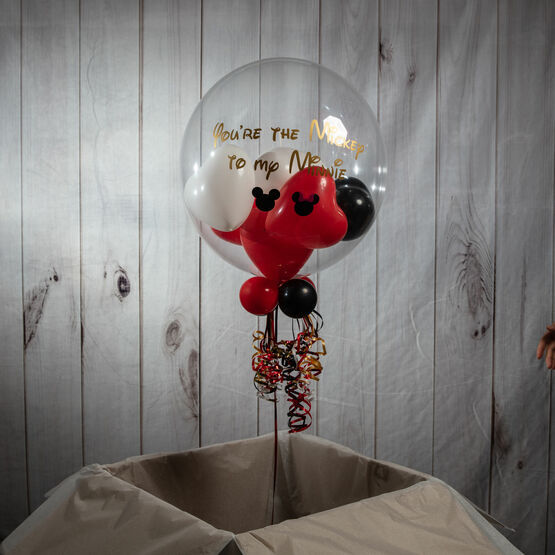 Personalised Mickey Mouse Themed Heart Balloon-Filled Bubble Balloon