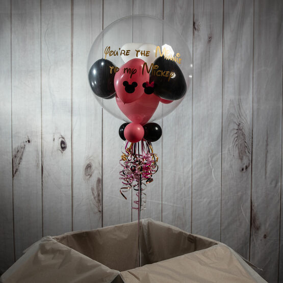 Personalised Minnie Mouse Themed Heart Balloon-Filled Bubble Balloon