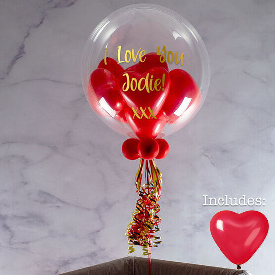Personalised Heart Balloon-Filled Bubble Balloon