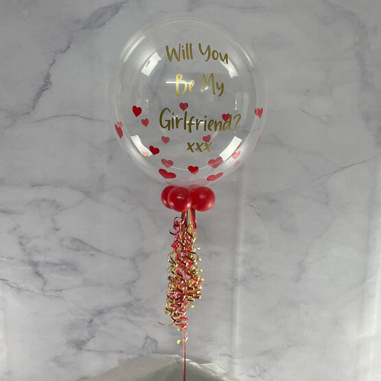 Personalised Vinyl Hearts Valentine's Day Bubble Balloon