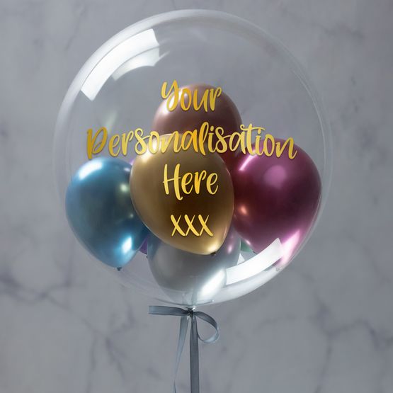 Personalised Satin Chrome Balloon-Filled Bubble Balloon