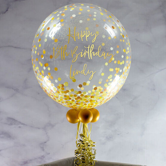 Personalised Gold 'Confetti Print' Bubble Balloon