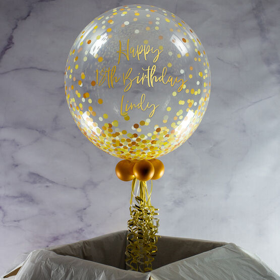 Personalised Gold 'Confetti Print' Bubble Balloon