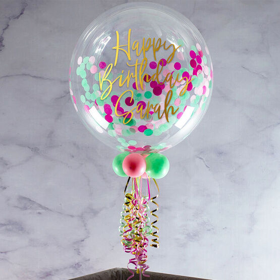 Personalised Candyfloss Confetti Bubble Balloon