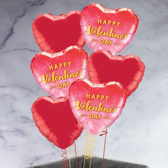 'Happy Valentine's Day' Red Hearts Foil Balloon Package