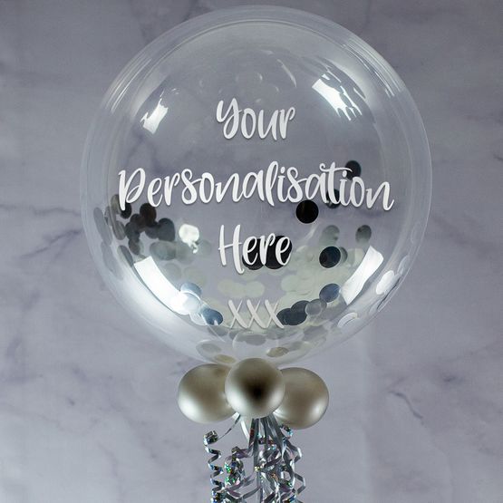 Personalised Silver Confetti Bubble Balloon