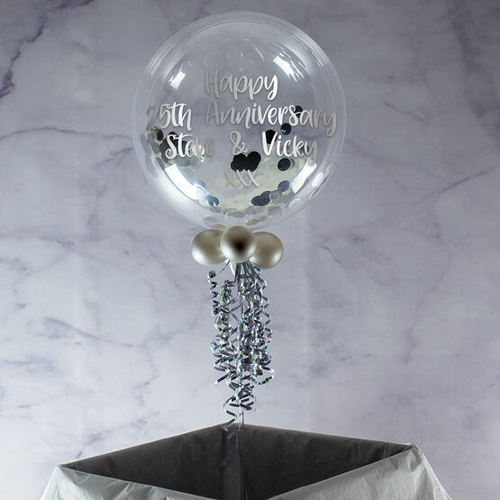 Personalised Silver Confetti Bubble Balloon